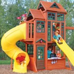 Complex de Joaca din cedru CANYON RIDGE KidKraft - Centru cu 2 tobogane si 2 nivele - Cedar Summit Play Centre